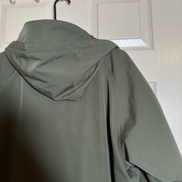 LL Bean Long Trench Coat Hooded Women’s Removable Wool Liner Army Green Lg - Picture 9 of 16